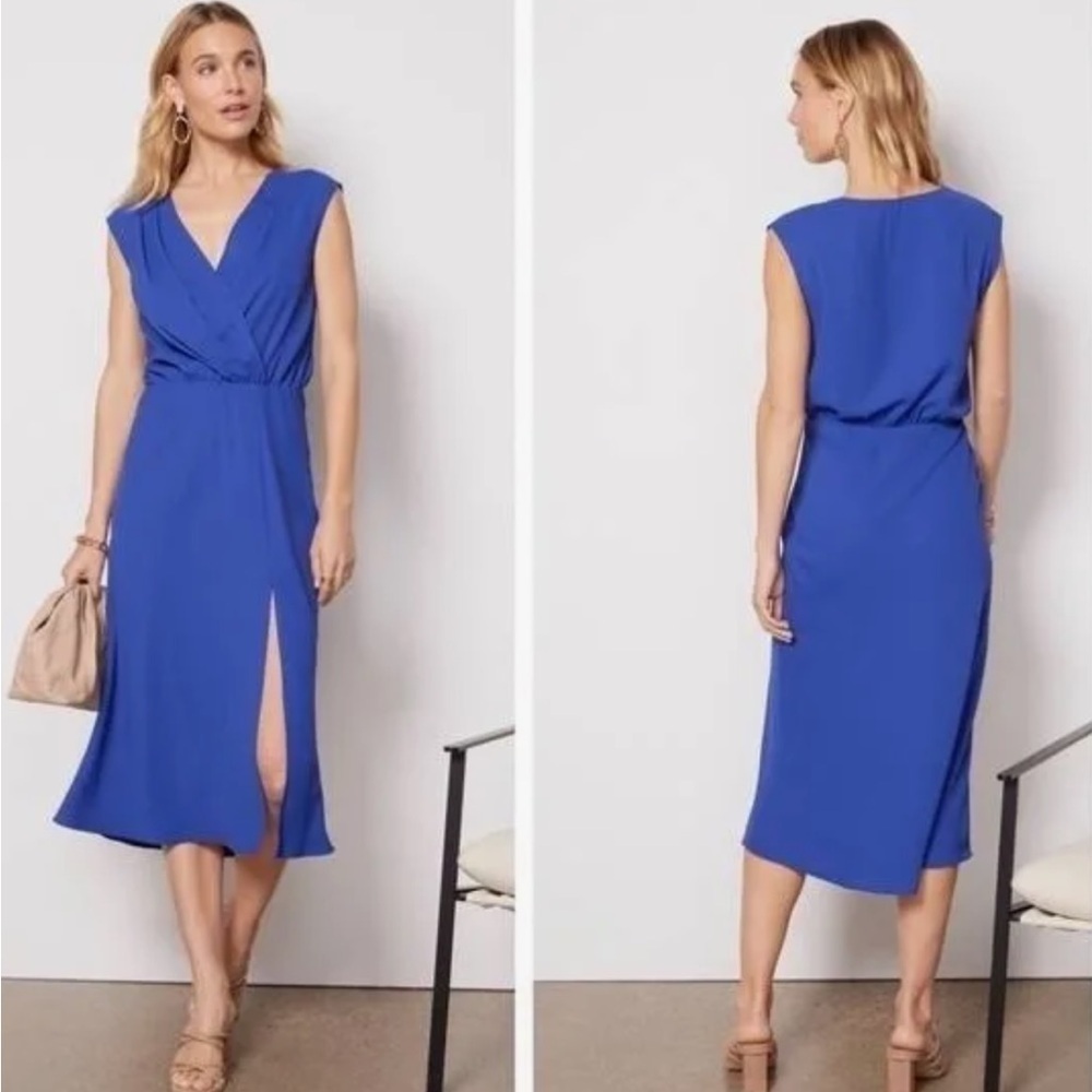 AMANDA UPRICHARD Matthews Admiral Pattern Surplice V-Neck Midi Dress Small